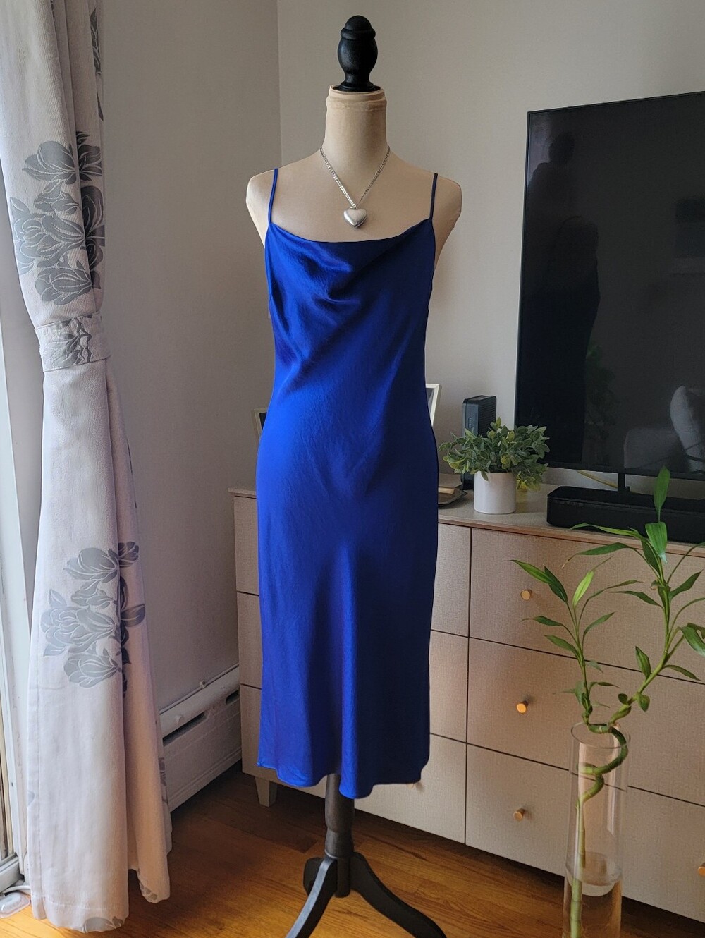 express blue slip dress Cobalt Cowl Neck w/ Slits M Belted Column Midi Dress Crafted from high upload-20250714 Select Pants Waists Size:31W